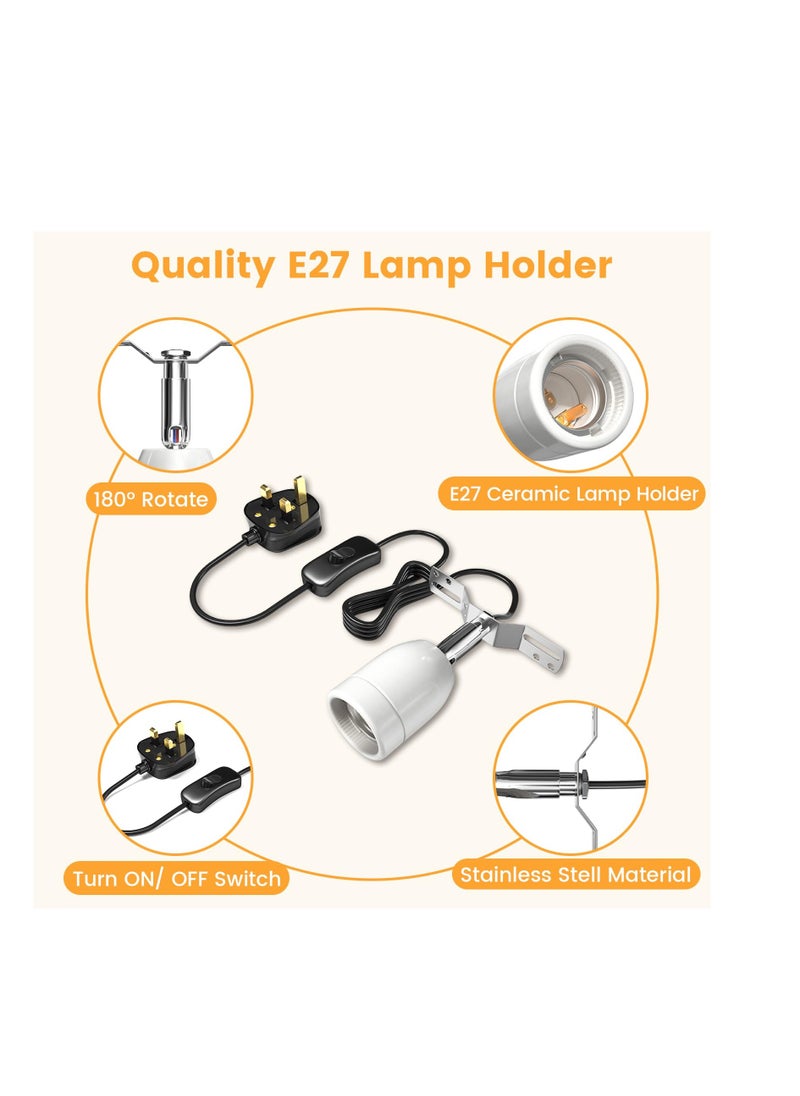 SYOSI - 300W Ceramic Reptile Heat Lamp Holder, E27 Base Ceramic Heat Bulb Holder, Rotatable Reptile Light Holder with Inline ON/Off Switch for Turtle, Snake, Lizard, Dog, Chick- No Heat Bulb - Image 1
