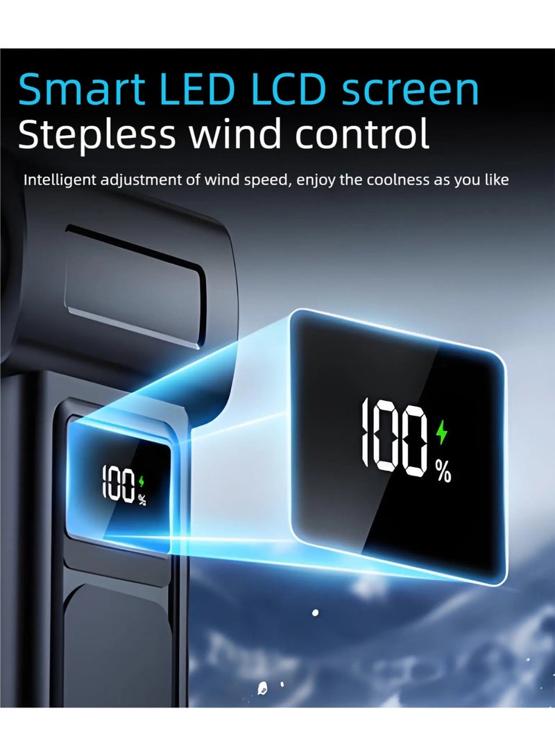 سيوسي مروحة نفاثة محمولة بدون فرشاة مزدوجة التوربو ومنفاخ مكنسة كهربائية - سرعة رياح 35 مترًا في الثانية، شاشة LED، قابلة لإعادة الشحن لاسلكيًا لتنظيف السيارة والمنزل - Image 5