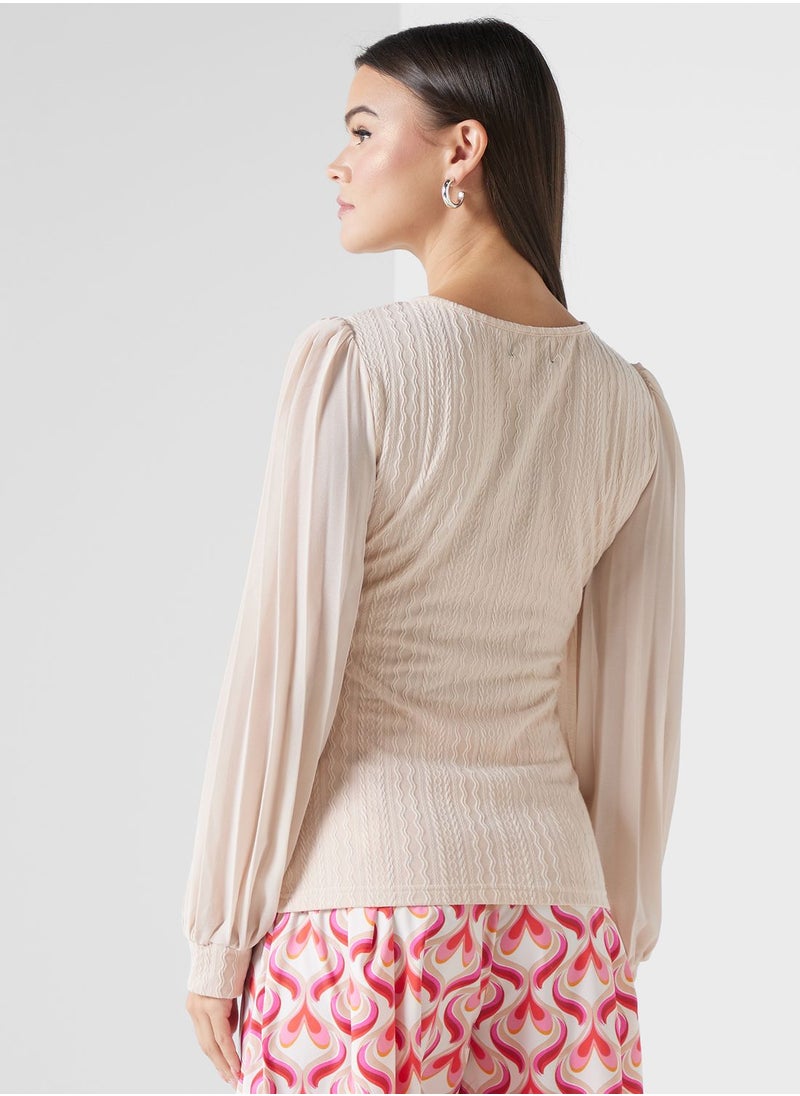 ELLA - Pleated Sleeve Top - Image 1