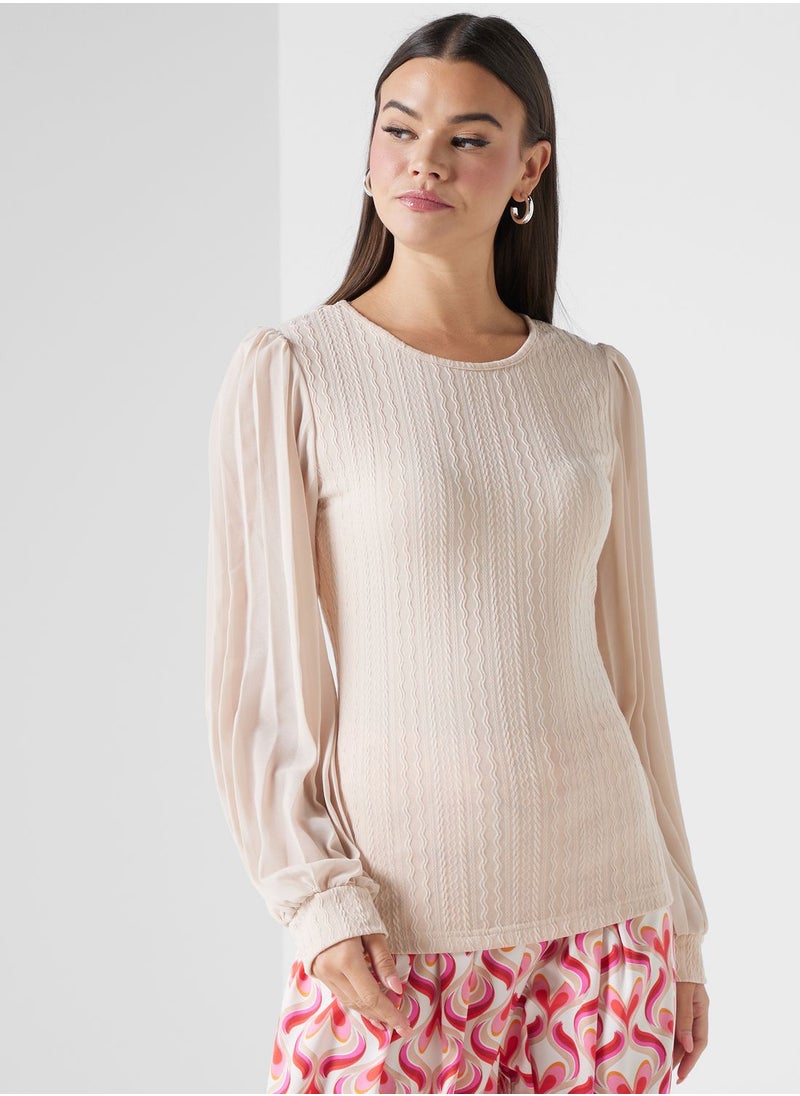 ELLA - Pleated Sleeve Top - Image 1