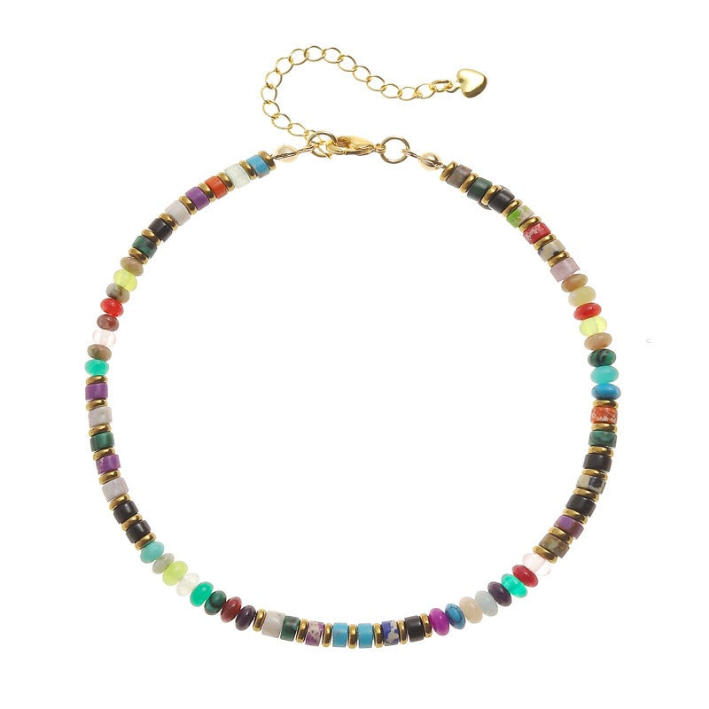 XIJIN Natural Stone Beaded Anklets for Women Handmade Beach Boho Turquoise Beads Ankle Bracelet Jewelry Gift for Her - Image 1