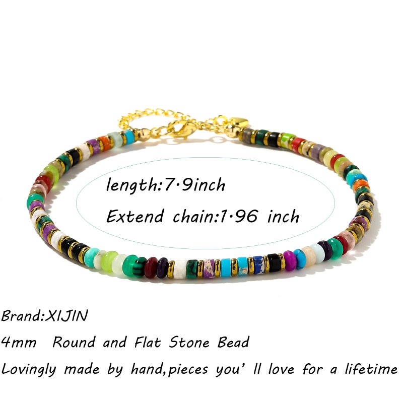 XIJIN Natural Stone Beaded Anklets for Women Handmade Beach Boho Turquoise Beads Ankle Bracelet Jewelry Gift for Her - Image 5