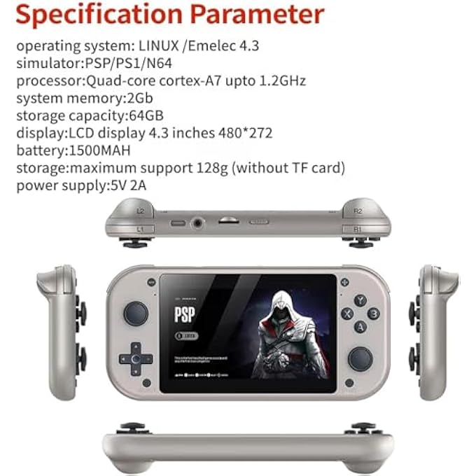 M17 RETRO GAME HANDHELD CONSOLE 4.3 INCH LCD SCREEN 64G 20000+ GAMES - Image 2