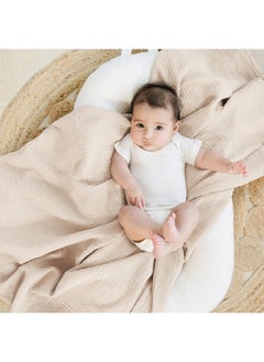 Konssy 2 Pack Muslin Swaddle Blankets, 100% Cotton Receiving Blanket Large 47 x 47 inches for Baby Boys Girls, Soft Breathable Muslin Baby Blanket for Newborn (Blossom,Cream) - pzsku/ZDDD0506A5319733BE3C2Z/45/_/1736571247/e760d6a1-3964-4468-a53e-40598911bc95