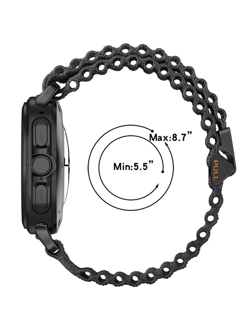 Rugged Band Compatible with Samsung Galaxy Watch 7 Ultra 47mm, Adjustable Soft Nylon Replacement Strap for Men Women, Wide Sport Band for Galaxy Watch 7 Ultra with One Click