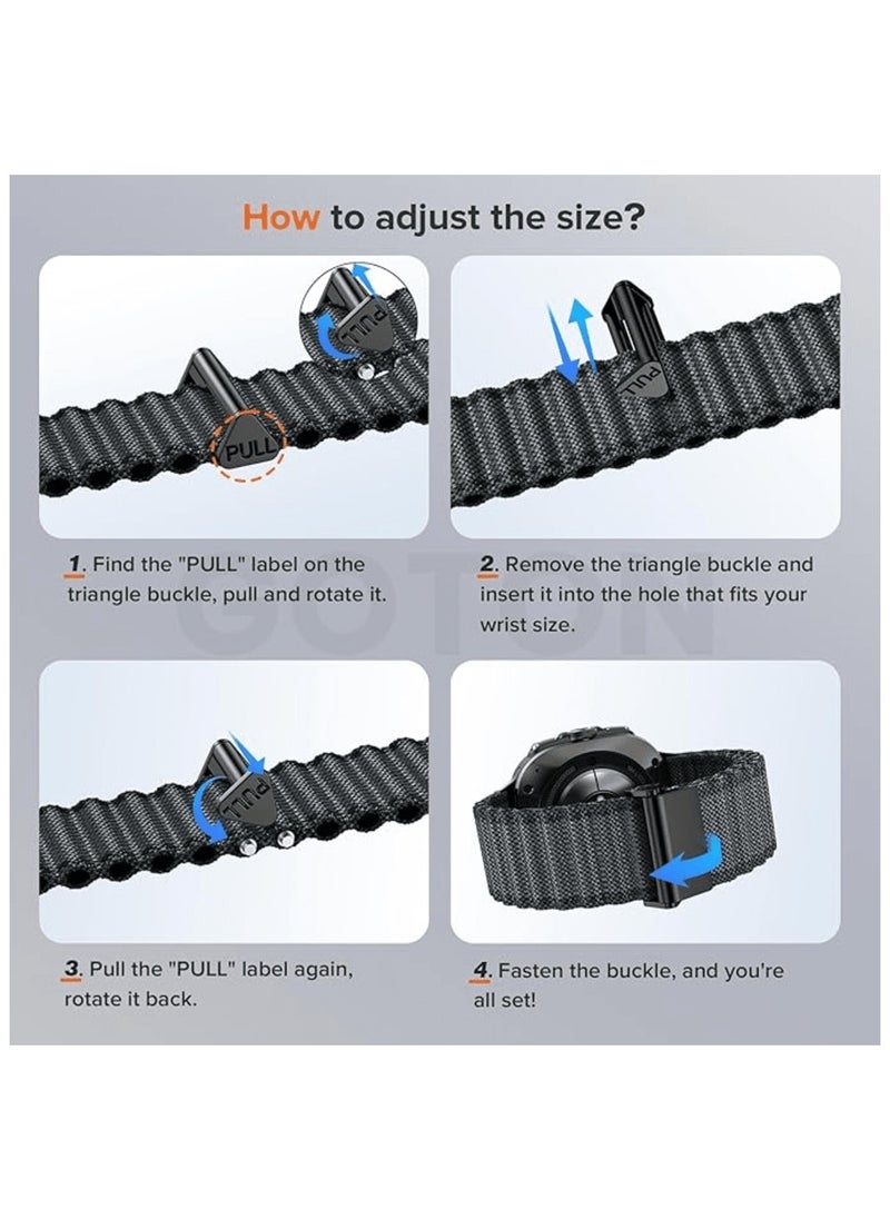 Rugged Band Compatible with Samsung Galaxy Watch 7 Ultra 47mm, Adjustable Soft Nylon Replacement Strap for Men Women, Wide Sport Band for Galaxy Watch 7 Ultra with One Click