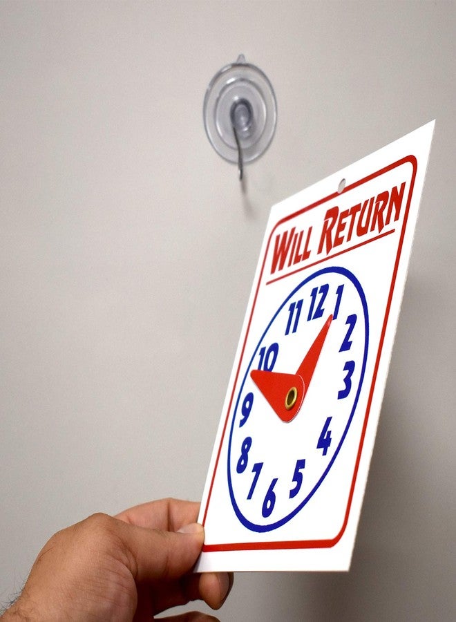 Store Fixtures Direct Double Sided "Will Return" Clock and "Open Come in" Sign with Adjustable Clock Hands & Suction Cup, 1 Unit - Image 5