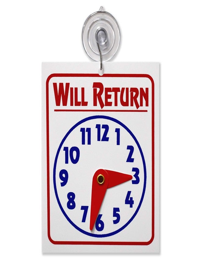 Store Fixtures Direct Double Sided "Will Return" Clock and "Open Come in" Sign with Adjustable Clock Hands & Suction Cup, 1 Unit - Image 2