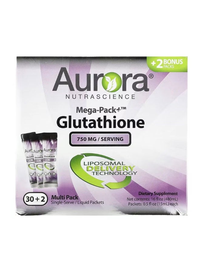 Aurora Nutrascience - MegaPack Glutathione 750 mg 32 Packs 0.5 fl oz 15 ml Each - Image 1