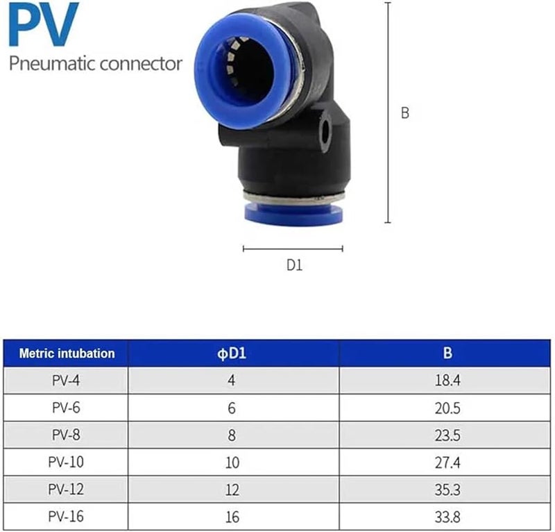 تركيبات الهواء السريعة 100 قطعة موصل خرطوم دفع داخلي لون PV قطر خارجي 6 مم - Image 3