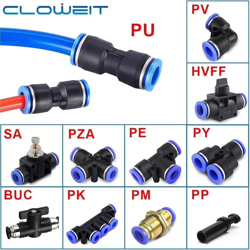 تركيبات الهواء السريعة 100 قطعة موصل خرطوم دفع داخلي لون PV قطر خارجي 6 مم - Image 4