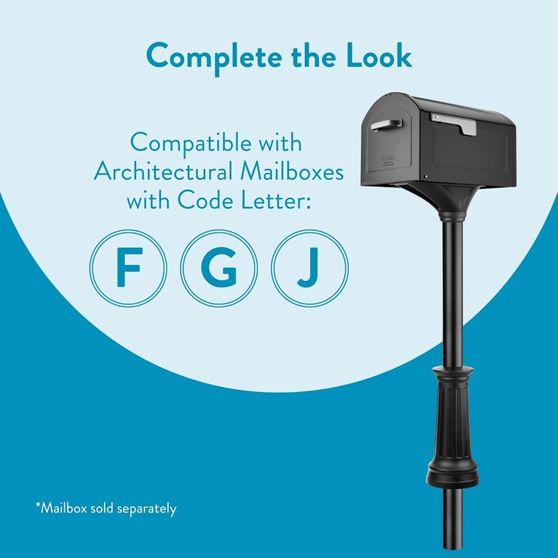 ARCHITECTURAL MAILBOXES Elevado Galvanized Steel Mailbox Post, 7517B-10, Black - Image 3
