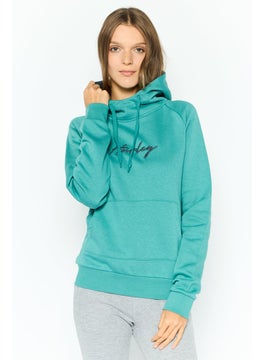 Women Sportswear Fit Long Sleeve Outdoor Sweatshirt, Teal Green