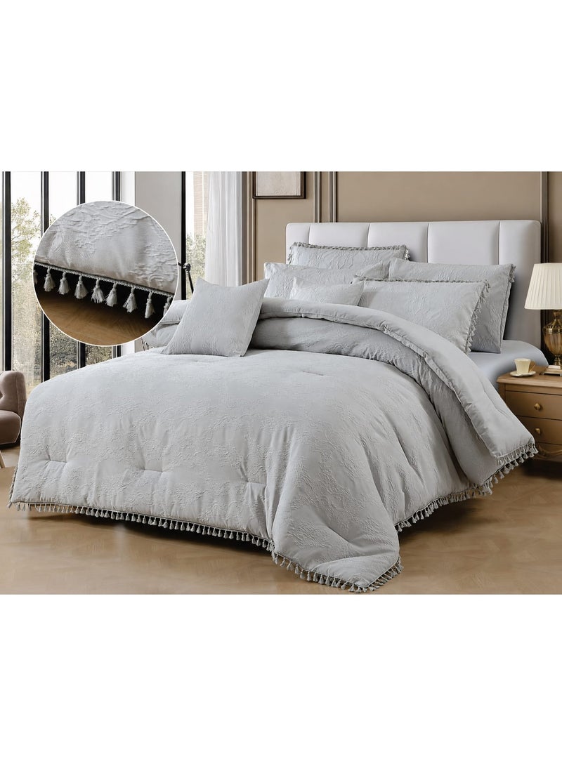 8-piece summer jacquard double bed set with luxurious lace – elegant design and a regal touch for a sophisticated bedroom - Image 3