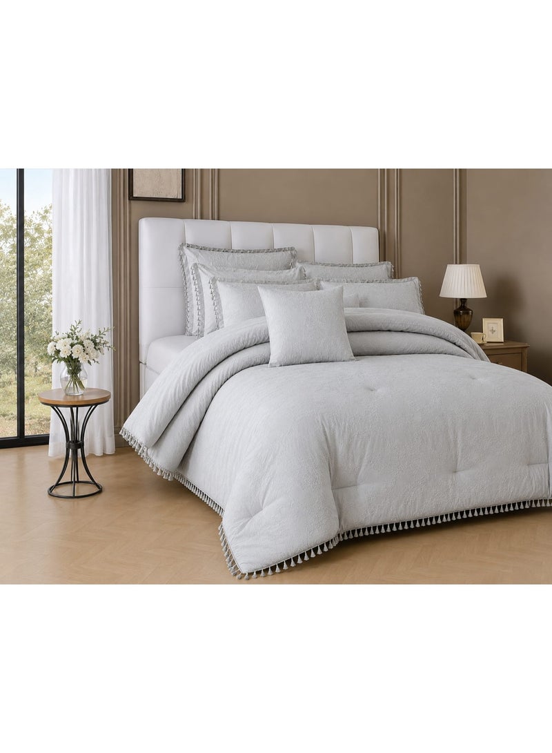8-piece summer jacquard double bed set with luxurious lace – elegant design and a regal touch for a sophisticated bedroom - Image 1