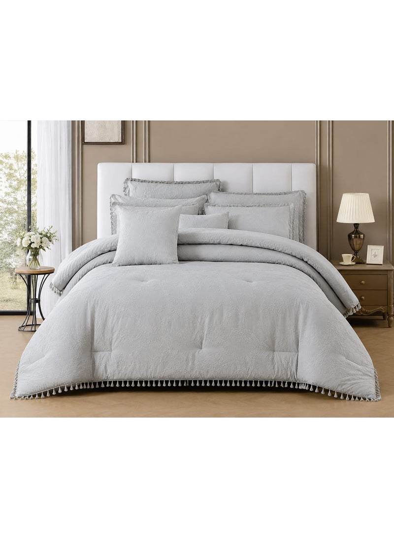 8-piece summer jacquard double bed set with luxurious lace – elegant design and a regal touch for a sophisticated bedroom - Image 2