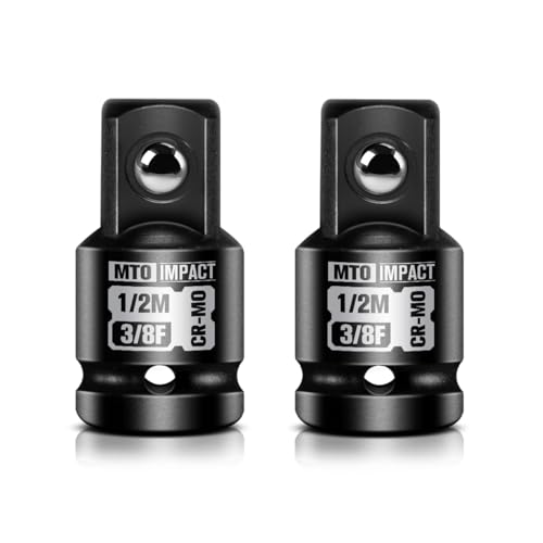 MTO 2-Piece 3/8" Female to 1/2" Male Impact Socket Adapter Set, 3/8" Drive Impact Driver Conversions for Impact Wrench, Chrome Molybdenum Alloy Steel - Image 1