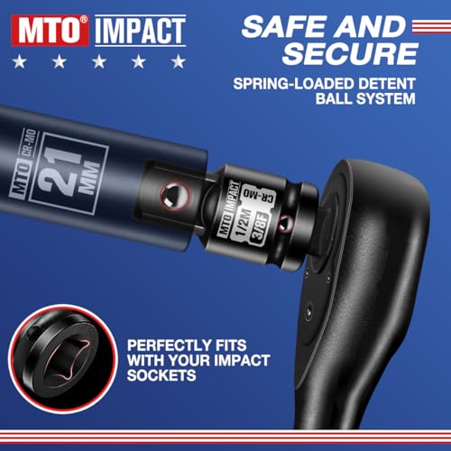MTO 2-Piece 3/8" Female to 1/2" Male Impact Socket Adapter Set, 3/8" Drive Impact Driver Conversions for Impact Wrench, Chrome Molybdenum Alloy Steel - Image 5