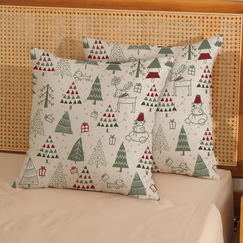 GOLIANDA Christmas Pillow Covers 18x18 Set of 2  Cute Christmas Decor Linen Pillowcase Geometric Colorful Christmas Tree Throw Pillows Winter Holiday Farmhouse Decorations Cushion Covers for Couch Home Outdoor - Image 2