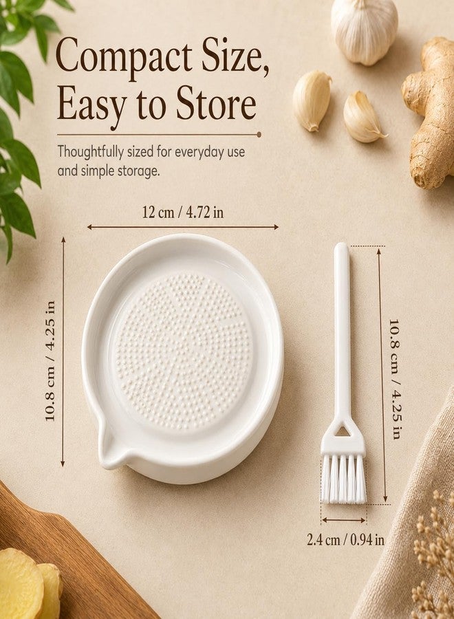 ELVORO Ceramic Ginger Garlic Grater Plate with Hand Grip | Handheld Garlic & Ginger Zester | Mini Spice Grater for Ginger, Garlic, Turmeric, Citrus, Cheese | Non-Stick Easy-Clean Kitchen Grating Tool - Image 2