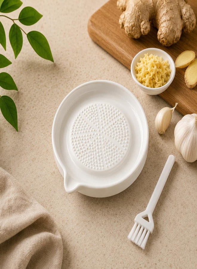 ELVORO Ceramic Ginger Garlic Grater Plate with Hand Grip | Handheld Garlic & Ginger Zester | Mini Spice Grater for Ginger, Garlic, Turmeric, Citrus, Cheese | Non-Stick Easy-Clean Kitchen Grating Tool - Image 1