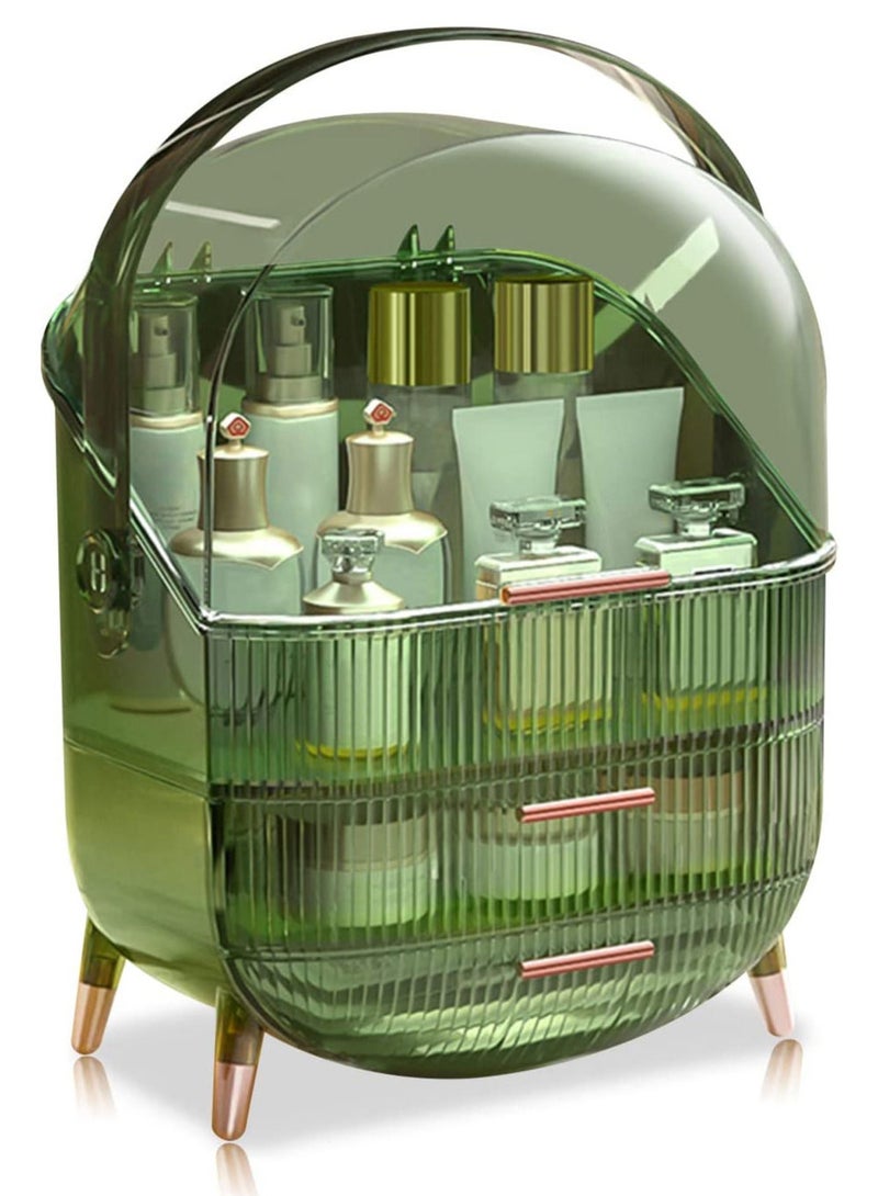 Sharpdo Portable Retro Series Multi-Function Make Up Case Dustproof Cosmetic Storage Box,Skin Care Products Jewelry Organizer Finishing Box Bathroom Desktop - Image 1