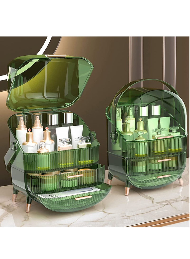 Sharpdo Portable Retro Series Multi-Function Make Up Case Dustproof Cosmetic Storage Box,Skin Care Products Jewelry Organizer Finishing Box Bathroom Desktop - Image 3