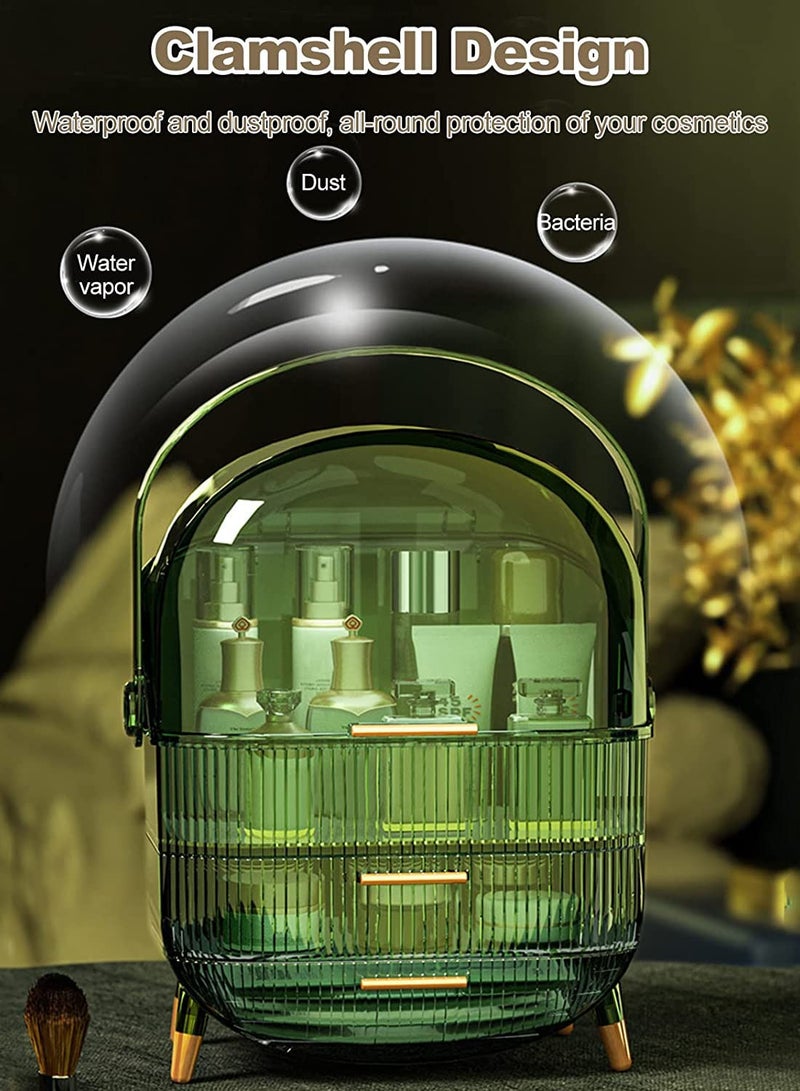 Sharpdo Portable Retro Series Multi-Function Make Up Case Dustproof Cosmetic Storage Box,Skin Care Products Jewelry Organizer Finishing Box Bathroom Desktop - Image 4