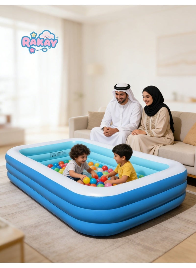RAKAY Upgraded Version Inflatable Pool, 210×135×54cm. Indoor Ball Pit Sand Pit，3 Air Chambers, Home Multi-Purpose Design, Pvc Material Wall Thickness 0.5mm，Thicker And More Durable - Image 1