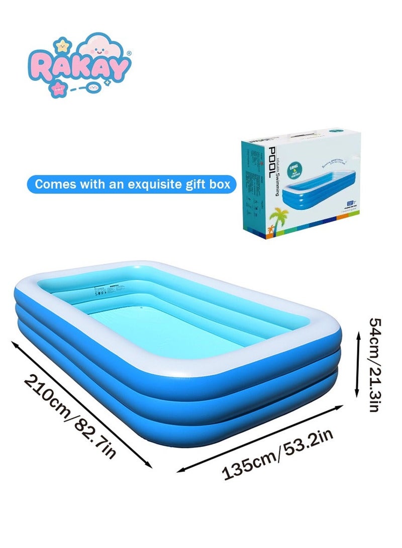 RAKAY Upgraded Version Inflatable Pool, 210×135×54cm. Indoor Ball Pit Sand Pit，3 Air Chambers, Home Multi-Purpose Design, Pvc Material Wall Thickness 0.5mm，Thicker And More Durable - Image 1