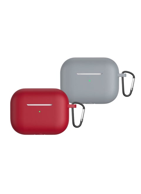 2022 New For Airpods Pro 2nd Generation Case Cover dustproof with hook anti-lost Protector for AirPods Pro2 Waterproof Cases Grey with Burgundy (set of 2)