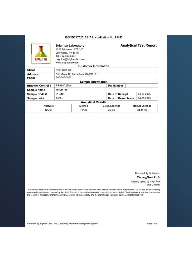 ProHealth NADH Pro - Boost NAD+ (25 mg, 60 Fast-Acting lozenges) Boost Energy, Memory and Focus | Mood Support | Antioxidant | ATP Production - Image 3