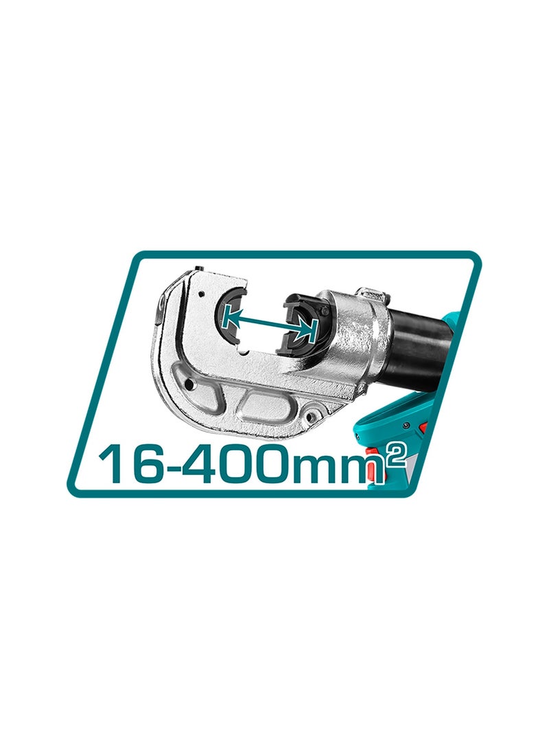 TOTAL 20V Cordless Hydraulic Crimping Tool (120KN Force) - 16-400mm² Professional Power Crimper with LED Usage Display, 12 Crimping Dies, 2x 5.0Ah Batteries & 4A Fast Charger - TCTLI2005 - Image 3