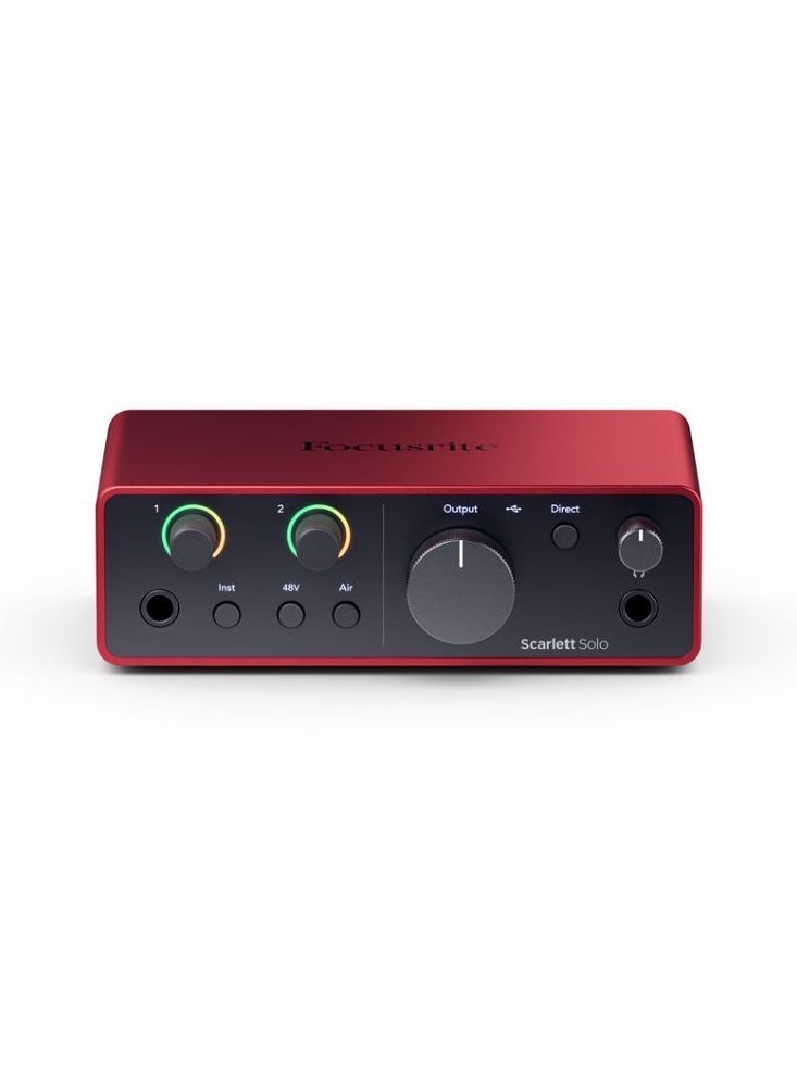 فوكوسرايت - واجهة الصوت من الجيل الرابع من Focusrite Scarlett Solo Studio مع ميكروفون وسماعات الرأس. - Image 1