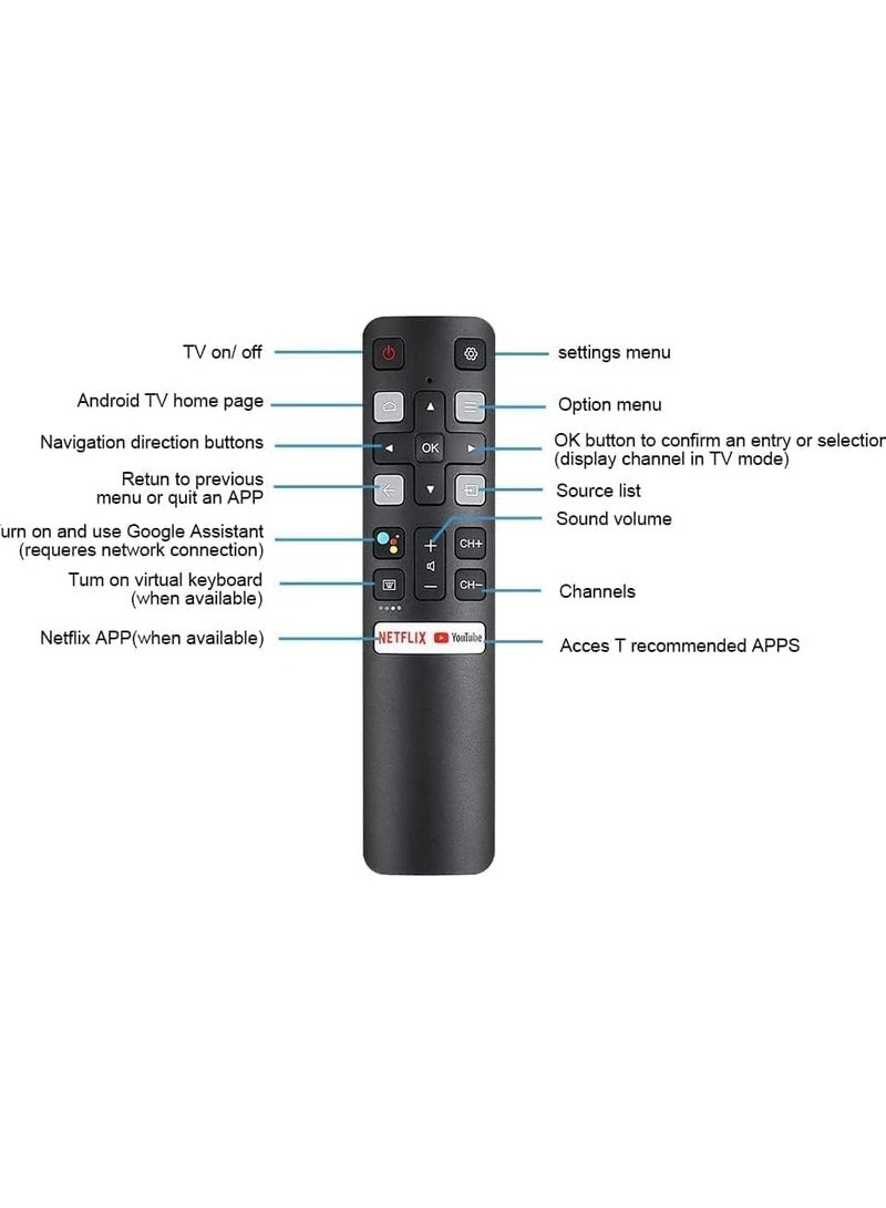 ELTRAZONE RC802V Voice Remote Control for TCL Android TV 40S330 32S330 65Q637 55Q637 55S430 40S334 32S334 70S430 32A325 32A323 43S430 65Q630 7 55Q637 43S434 50S434 55S434 65S434 75S434 32P30S 50S435  with battery - Image 4