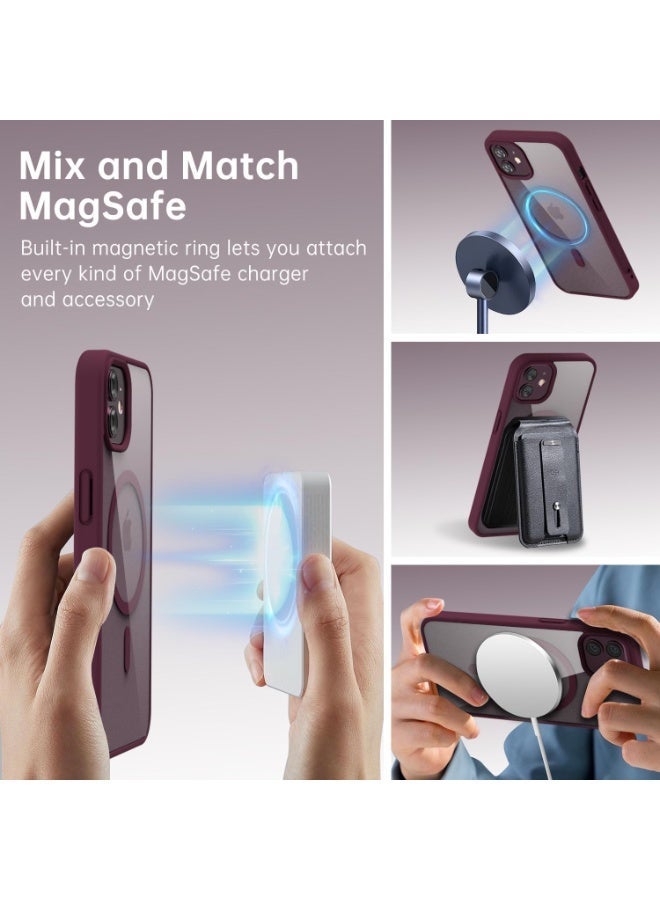 أكاليكس حافظة مغناطيسية لهاتف iPhone 12 وiPhone 12 Pro، متوافقة مع MagSafe، غطاء فاخر مطلي، حافظة هاتف واقية شفافة ناعمة من مادة TPU مقاومة للصدمات، (أرجواني غامق) - Image 3