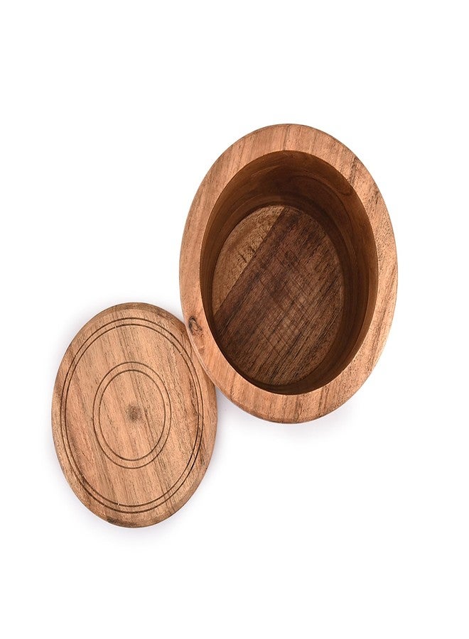 EDHAS Acacia Wood Decorative Jar with Wooden Lid Retro Design for Kitchen Counter, Pantry, Tea, Sugar, Coffee. (4.5" x 4.5" x 6") - Image 4