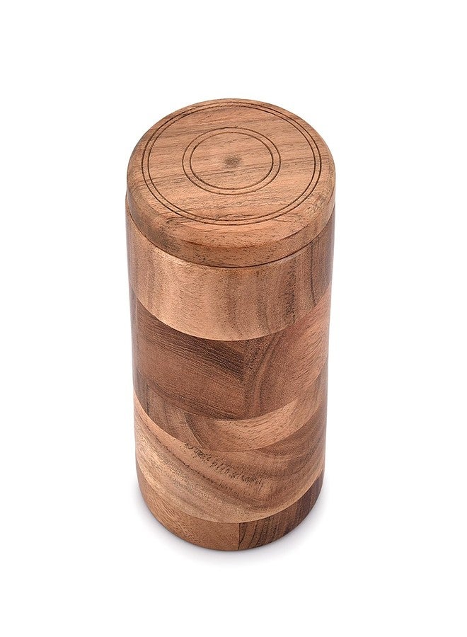 EDHAS Acacia Wood Decorative Jar with Wooden Lid Retro Design for Kitchen Counter, Pantry, Tea, Sugar, Coffee. (4.5" x 4.5" x 6") - Image 1