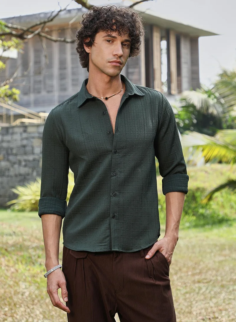 كامبوس سوترا قميص رجالي بنقشة مربعات زمردية