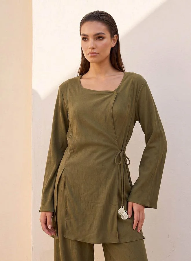 Iconic Iconic Wrap Top with Tie-Up Detail