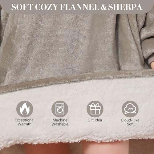 LetsFunny Blanket Hoodie,Oversized Wearable Sherpa Fleece Blanket Sweatshirt,Super Soft Warm Cozy with Giant Pocket,Gifts for Women Men Adults Teenagers Kids, One Size Fits All - Image 5