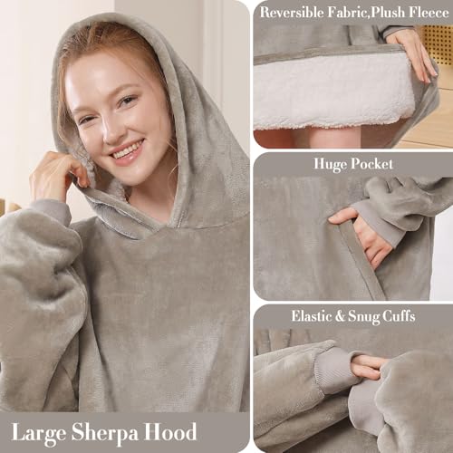 LetsFunny Blanket Hoodie,Oversized Wearable Sherpa Fleece Blanket Sweatshirt,Super Soft Warm Cozy with Giant Pocket,Gifts for Women Men Adults Teenagers Kids, One Size Fits All - Image 4