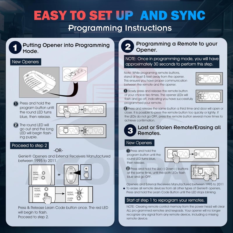 ASONPAO 2 لـ GIT-3/ACSCTG النوع 3 Intellicode Genie فتحت باب المرآب عن بعد ضمان 3 سنوات - Image 5