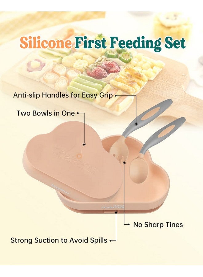 SUPERMAMA Suction Silicone Baby Feeding Set, 2 in 1 Baby Silicone Suction Bowls and Spoons, BPA Free, Infant Babies and Toddler Self Feeding Led Weaning - Image 3