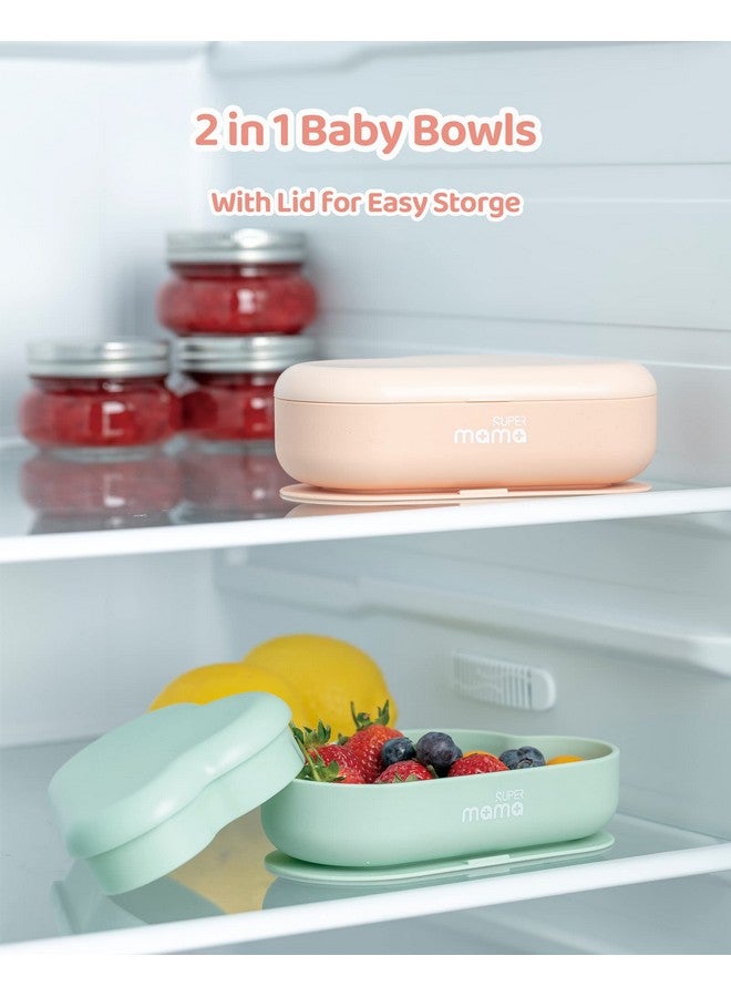 SUPERMAMA Suction Silicone Baby Feeding Set, 2 in 1 Baby Silicone Suction Bowls and Spoons, BPA Free, Infant Babies and Toddler Self Feeding Led Weaning - Image 5