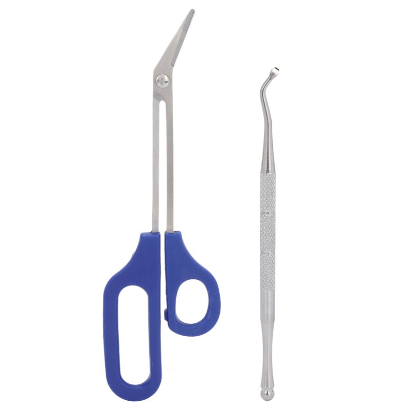 Long Handled Toenail Scissors 120x60x0.3cm Oblique Mouth - Ergonomic Toe Nail Clippers with Ingrown Toenail File for Elderly Pregnant Women - Image 1