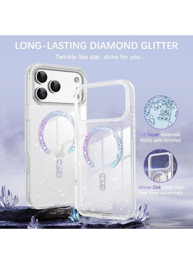 BENTOBEN Magnetic for iPhone 17 Pro Case, Clear Crystal Glitter Bling 17 Pro Phone Case [Compatible with MagSafe], Shockproof Sparkly Cute Women Girl Cover for iPhone 17 Pro 6.3", Clear Glitter - Image 4