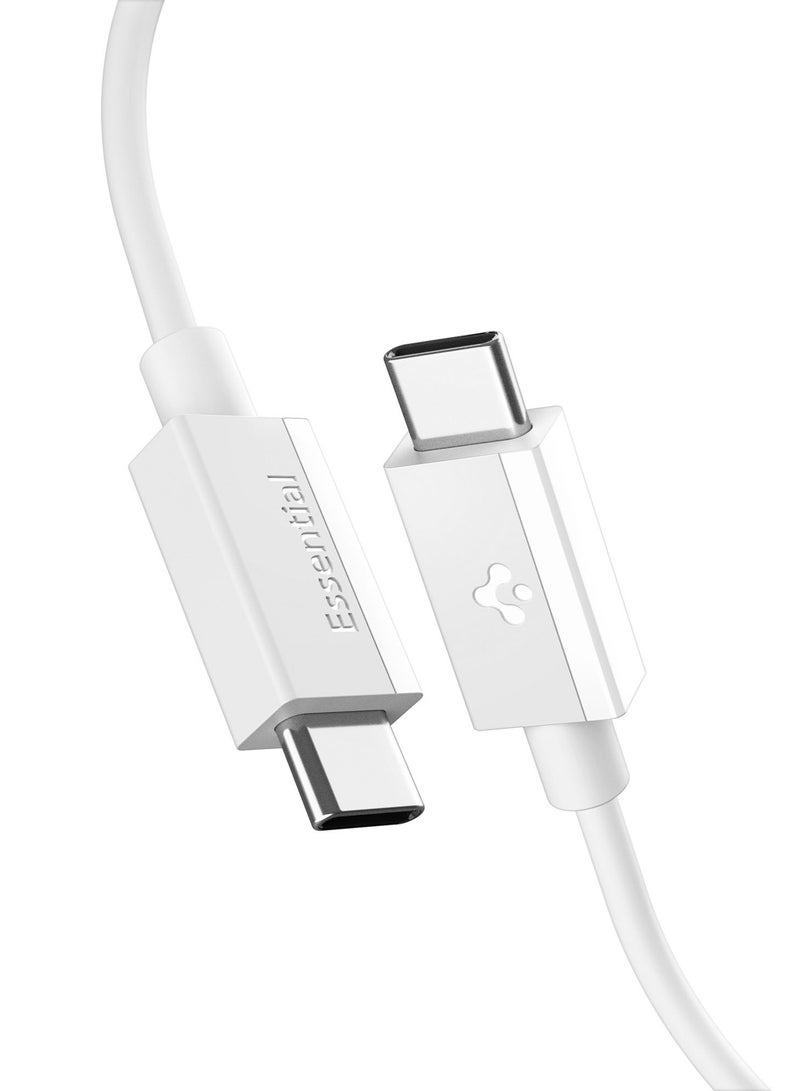 Spigen Essential USB-C to USB-C Cable [2 Meter] 6.6 Feet Fast Charging 60W Supports 10,000+ Bends Lifetime Durability for iPhone 16 15 Galaxy S25 S24 Pixel iPad Switch and more – White - Image 1