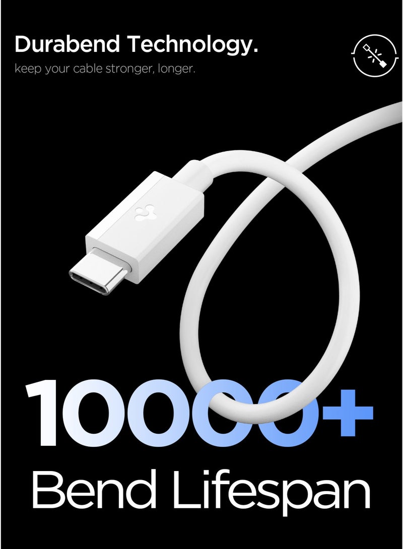 Spigen Essential USB-C to USB-C Cable [2 Meter] 6.6 Feet Fast Charging 60W Supports 10,000+ Bends Lifetime Durability for iPhone 16 15 Galaxy S25 S24 Pixel iPad Switch and more – White - Image 3