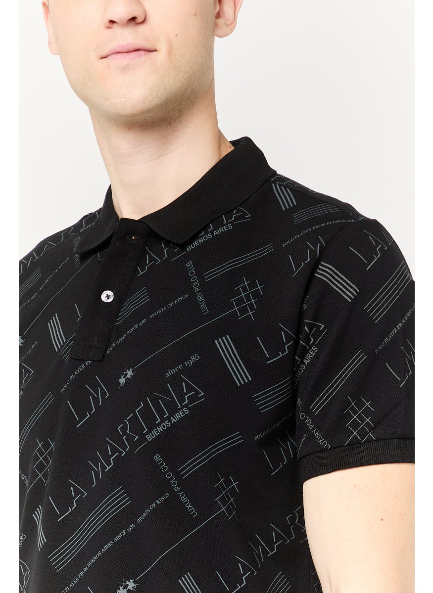 La Martina Men Regular Fit Allover Print Short Sleeve Polo Shirt, Multicolor  - Image 3